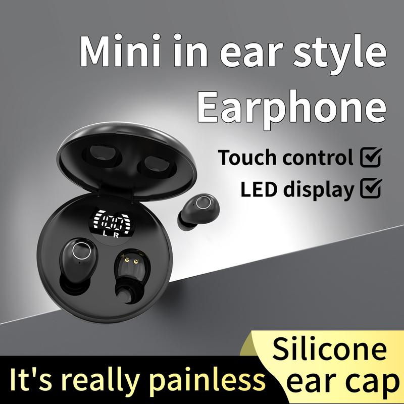 Wireless sleep earphones, mini Bluetooth earphones, touch operation, silicone in ear for long-term wear, LED digital display, high-definition sound quality, compatible with smartphones, noise cancelling earphones suitable for sleep, work, and gaming