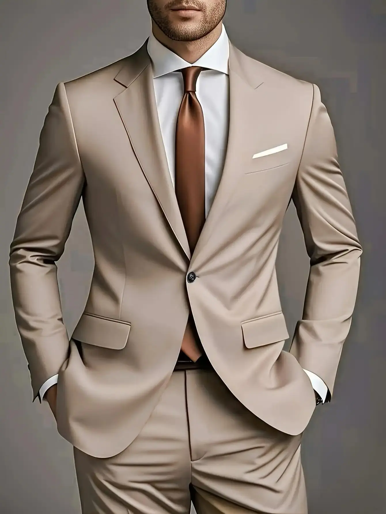 Men's Slim Fit 2-Piece Suit, 1-Button Jacket Pants Set, Formal Business Prom Casual Set, Suitable for Various Business and Casual Occasions, Suitable for Weddings，business casual outfits，prom outfits men, office work clothesutsa graduation outfit