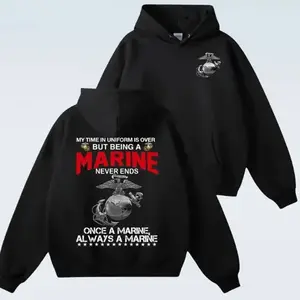 Once a Marine Always a Marine Hoodie, USMC Veteran Pride Hoodie, Military Marine Corps Hoodie, Menswear Clothing, Clothing for men, Gift for Boyfriend, Gift for Dad