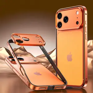 Aluminum Alloy Phone Frame Case For iPhone 17 16 15 14 13 Pro Max Plus Metal Camera Lens Protect Silicone Shockproof Bumper
