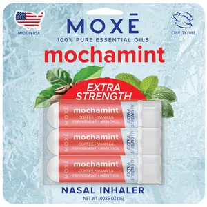 MOXĒ Extra Strength Mochamint Nasal Inhaler | Invigorating Menthol & Rich Coffee Aroma for Mental Clarity & Sinus Relief | Made in The USA | Maximum Strength Aromatherapy for Refreshing Energy