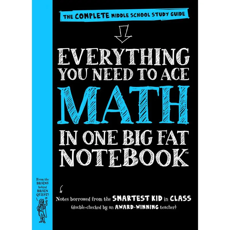 Used Borrowed Notes Middle School Math Study Aid Notebook - Workman Publishing Paperback, English, 1 Big Fat Notebook, Covers Fractions, Coordinate Plane, Neon-Highlighted Critical Ideas, School Supplies
