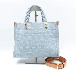 Pre-owned Louis Vuitton Denim Shoulder Bags Let Go Monogram Blue Shoulder Bag T10405817