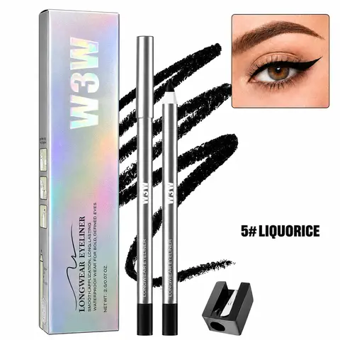 Sharpenable Eyeliner Pencil with Built-in Sharpener - Lightweight, Waterproof, Vegan Cosmetic, Smooth Long Lasting Eyeliner, Holographic Packaging, Bold Color Professional Eye Makeup Product for Daily Use, Halloween, Christmas