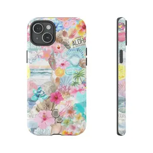 Aesthetic Coastal Phone Case  Tropical Beach Collage Phone Cover for iPhone