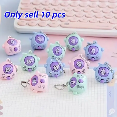 10 Pcs Rock Paper Scissors Keychain Set, Mini Finger Games Toys, Keychain for Bags, Backpack Charms Birthday Party Gifts, Classroom Prizes Christmas Presents