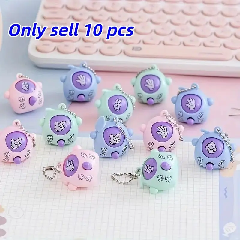 10 Pcs Rock Paper Scissors Keychain Set, Mini Finger Games Toys, Keychain for Bags, Backpack Charms Birthday Party Gifts, Classroom Prizes Christmas Presents