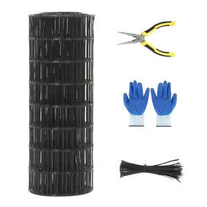 [FLASH SALE] Garvee Black PVC Coated Welded Wire Fence 16GA 2"x3" Anti-Rust Durable Vinyl Coating 24"x60' Roll for Yard Garden Poultry Protection