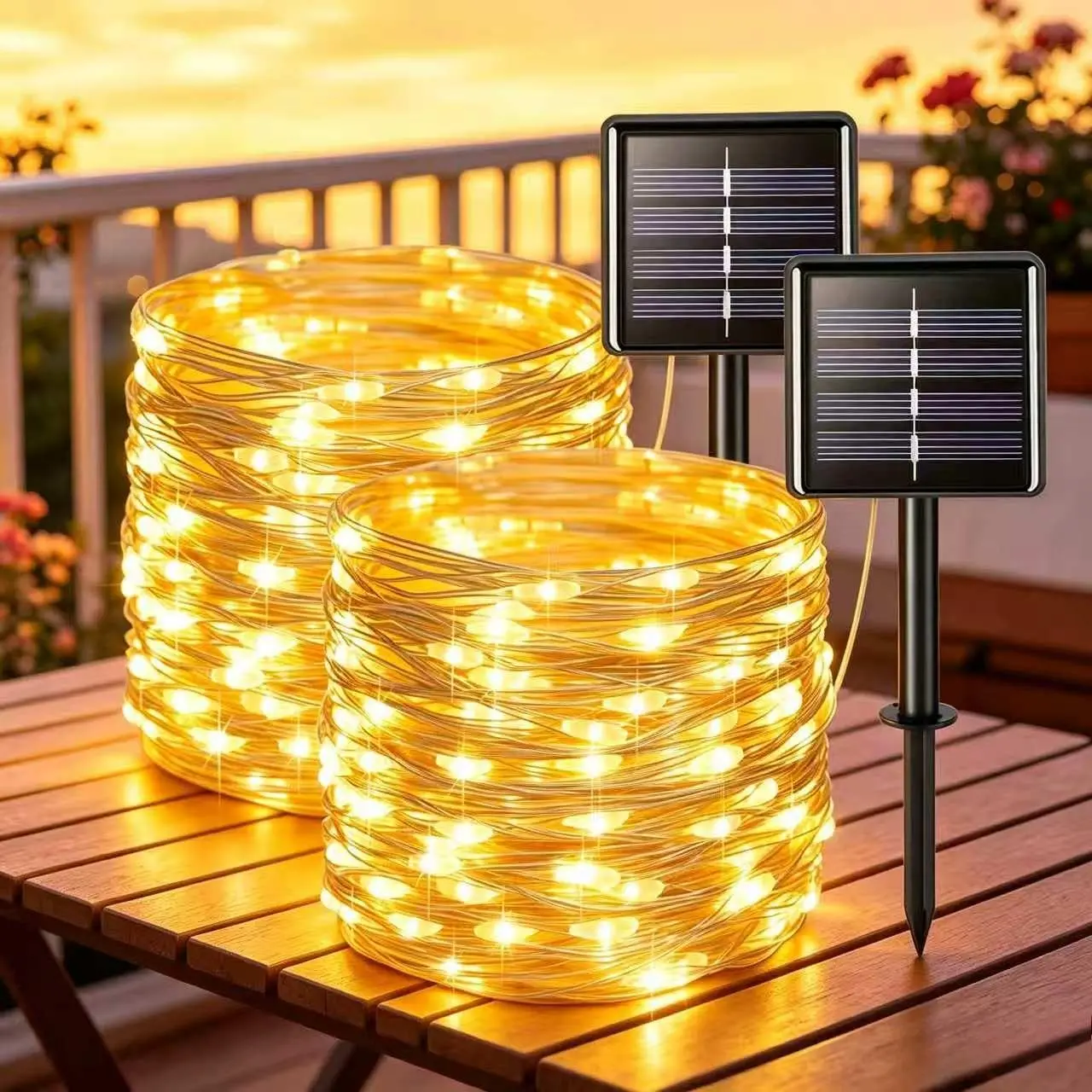 Outdoor Solar Copper Wire String Lights 2-Pack | 39FT 100 LEDs Each with 8 Modes, Waterproof Fairy Lights for Garden, Tree, Patio & Holiday Decor, Ambient Atmosphere Lights, Mood Lighting