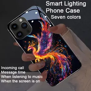 Colorful Phoenix Smart Sound-Activated Luminous Phone Case for iPhone 16/15/14/13/12/11 Pro Max/Plus/Pro - Luminous technology, elegant daytime design, enhanced nighttime visibility.