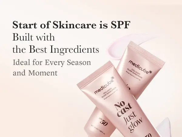 Product Introduction of [NEW] [medicube] No Cast Just Glow Collagen Sunscreen | SPF 50 Broad Spectrum Face Sunscreen | Lightweight, Non-Sticky, Hydrating Formula | No White Cast or Residue | Peptide, Cica for Soothing & Natural Glow 4