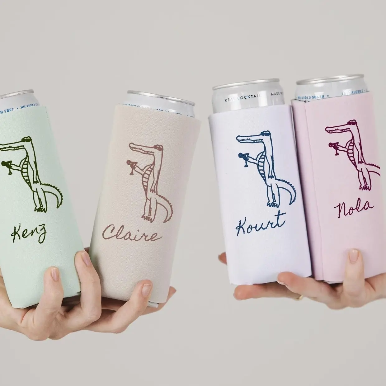 Custom Alligator Name Can Cooler: New Orleans Bachelorette Party Favor, Florida Wedding Can Coolers