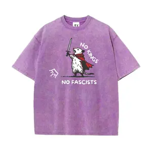 No Kings No Fascists Opossum Vintage Oversize Unisex Washed T-Shirt for Women and Men's Unisex Fit Batik Cotton Oversize Streetwear Menswear  Super Soft Pre-Shrunk