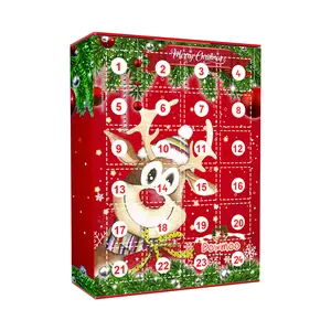 Dowmoo Christmas Keychain Blind Box 24 Days Advent Elk Holiday Calendar Blind Box Resin Pendant Gift Box
