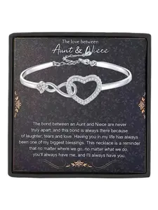 The love between Aunt & Niece Bracelet Infinity Heart CZ Bangle Bracelet Birthday Gift,Christmas Gift Unbreakable Love Gift