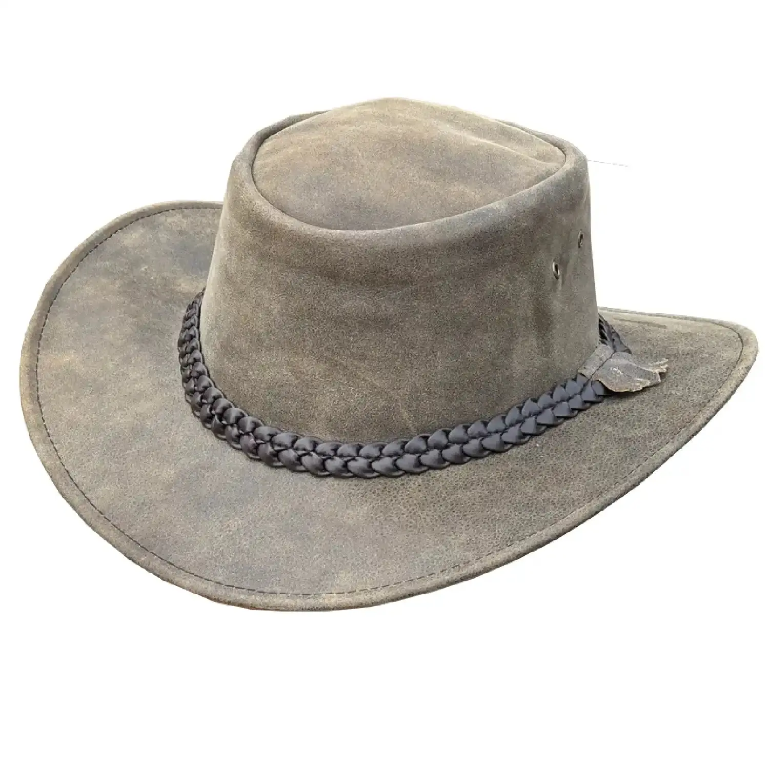 Gardiner Distressed Leather Cowboy Hat for Men & Women – 100% Genuine Leather Outback Hat, Shapeable Brim, Sun Protection