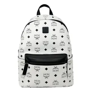 Pre-owned MCM Canvas Backpacks Stark Visetos Backpack White