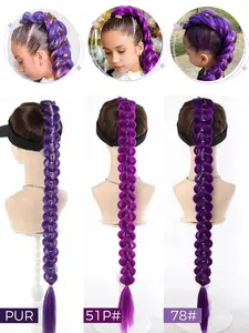 NEW 32inch Braided Purple Hair Ponytail with Tinsel Hair Wig Super Extensions Shiny Tinsel Hair for  Christmas Cosplay Rumi Hair
