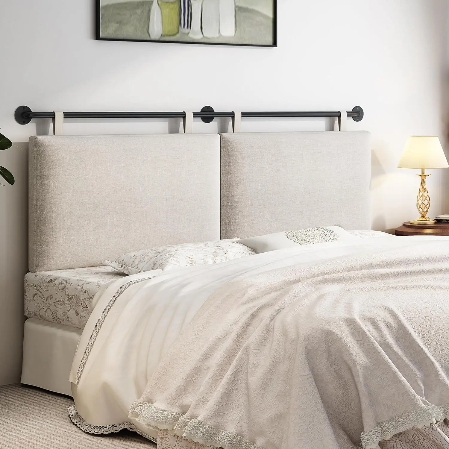 Headboards  Size Bed Headboard Wall Mounted Headboards for Bed with Linen Upholstery Cabeceras De Cama Hanging Headboard for Bedroom (Beige, )