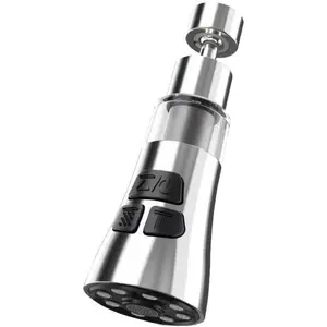 Faucet Aerator for Kitchen Sink - 360° Swivel, 3-Mode Splash-Proof ABS Faucet Adapter with Built-in 316 Micron Filter Faucet Sink Attachment Includes 55/64" Female Thread(Chrome)