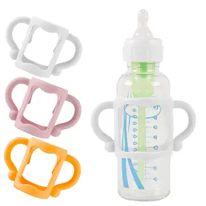 VVH (3-Pack) Bottle Handles for Dr Brown Baby Bottles with Easy Grip Handles to Hold Their Own Bottle - BPA-Free Soft Silicone (White Pink Orange)