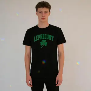 Leprecunt Baby Tee Featuring Y3k Irish Shamrock Design Perfect for St Patrick's Day Celebrations