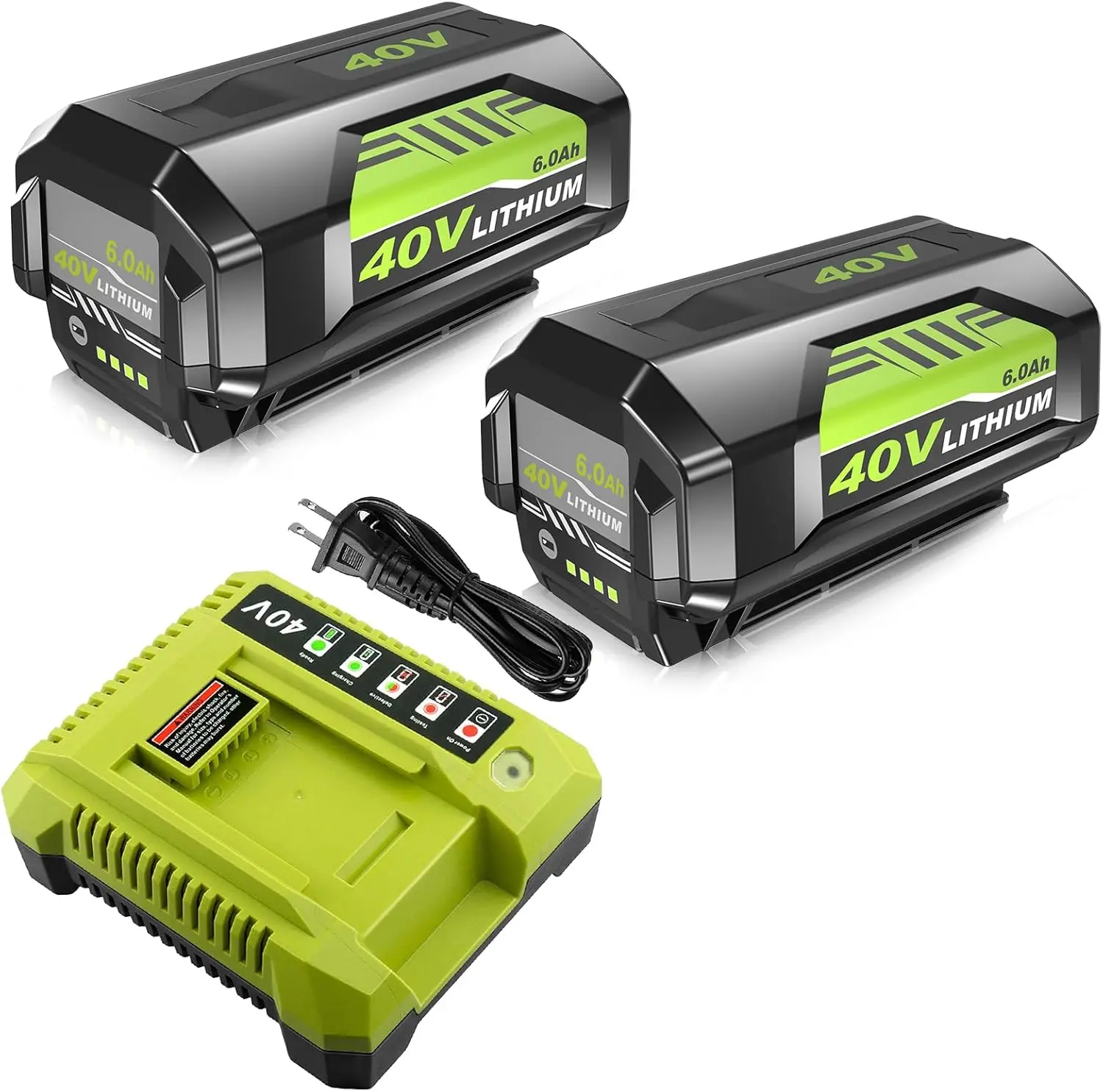 Replacement Battery for   Ryobi Upgraded 40V 6.0Ah Lithium‑Ion Battery & Charger Combo | Compatible with OP400, OP401, OP403A, OP4060, OP4050A, OP4040, OP40601, Fits Ryobi 40V Cordless Power Tools