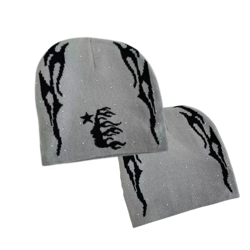 Hell-star Trendy unisex beanie hat with cool graphic design – soft knit, comfy fit, perfect for daily street looks