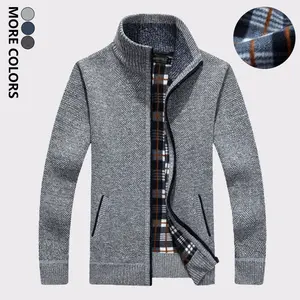 Men's Winter Stand Collar Fleece Jacket, Comfortable and Breathable Long Sleeve Knit Zip Up Cardigan, Street Vintage Style Classic Slim Fit Long Sleeve Warm Coat, Autumn and Winter Cold Protection Gear, Suitable for Daily Casual and Outdoor Activities Wea