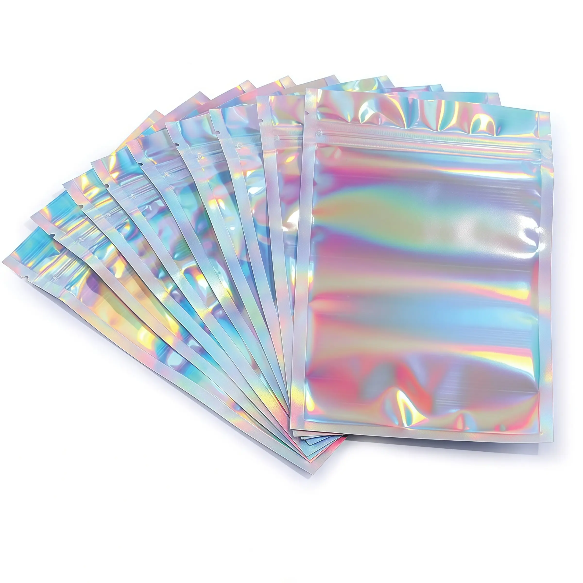 100 Mini Holographic Bags 7x10 Cm, Laser Film Sealed Bags for Candy and Gifts, Resealable Packaging, Individual Packaging, Party Gift Packs, Creative Gift Packaging, Durable Storage Solution for Parties and Snacks
