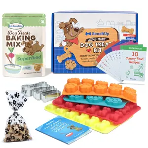 BoneItUp Silicone Baking Molds & Cutter Set – DIY Treat Kit with Superfood Dog Treat Mix, Gift Bags, and Reusable Non-Stick Bakeware for Creative Homemade Dog Treats