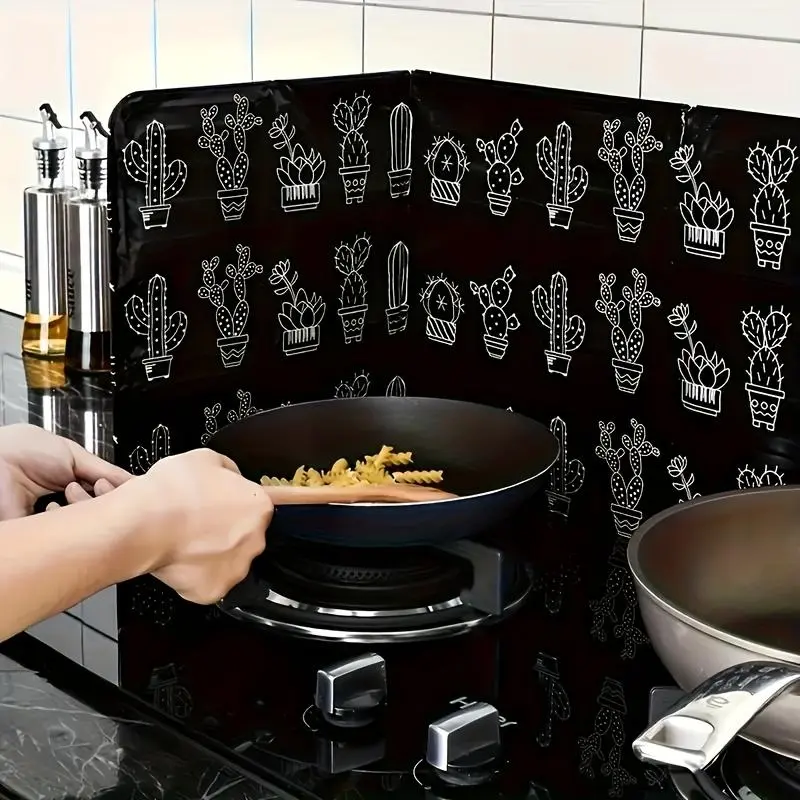 2pcs Reusable Plastic Oil Splatter Guards - Household Foldable Gas Stove Anti-Splash Devices with Non-Food Contact Aluminum Foil Insulation Boards