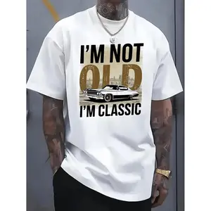 (I'M Not Old) + (I'M a Classic) Retro Style Plus-Size Men'S T-Shirt, American Classic Retro Themed T-Shirt, a Fun T-Shirt (Self-Deprecating Age + Retro Sentiment)