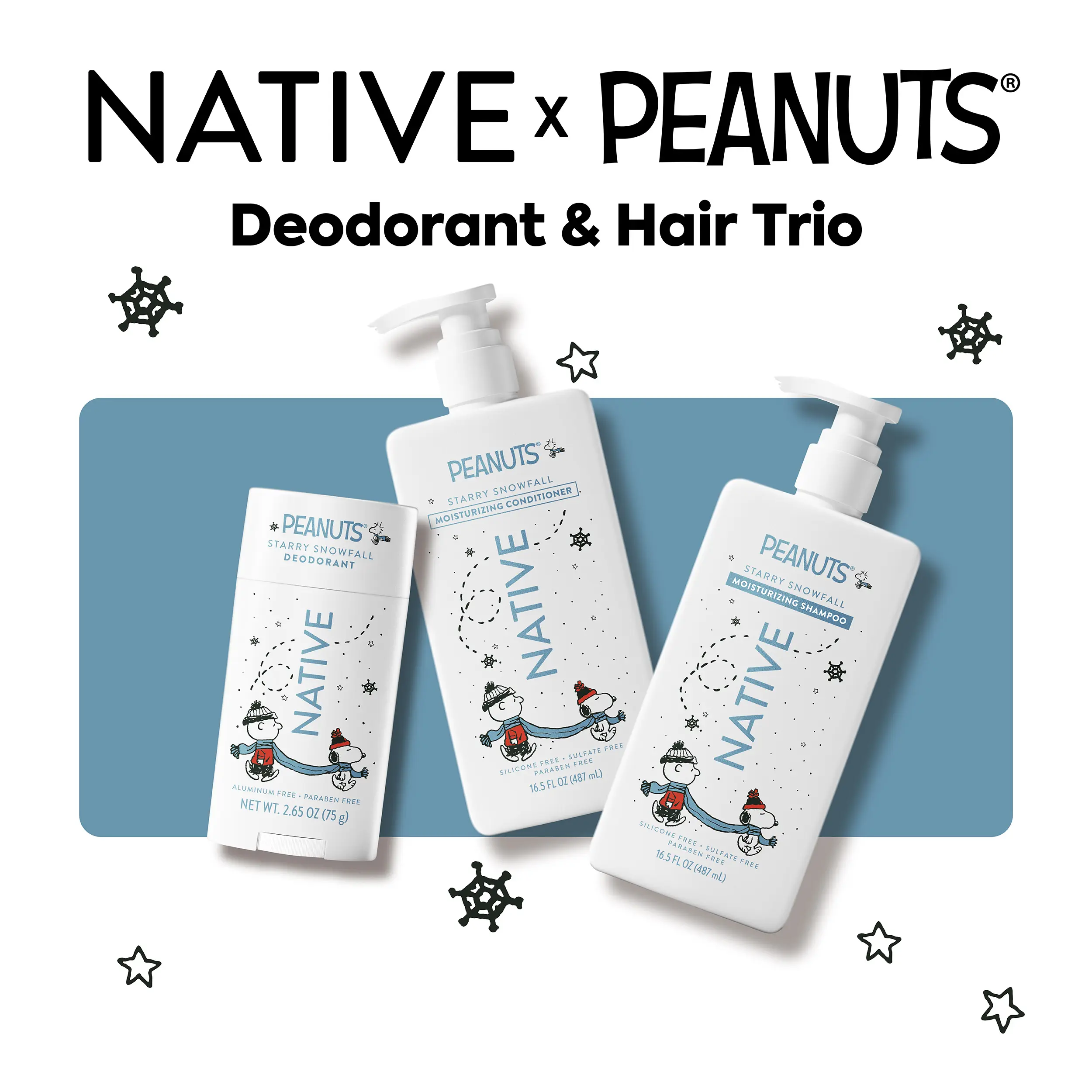 NATIVE Deodorant & Hair Trio -- Deodorant, Shampoo and Conditioner