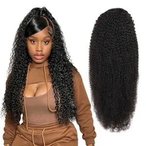 【SUMMER VIBES】Megeen Hair drawstring ponytail, Afro kinky curly  ponytail, 100% human hair, suitable for African women with daily wear.