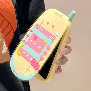 Cute 3D Creative Bow Retro Flip Phone Mirrow Case For iPhone 16 15 14 Pro Max 13 12 11 Full Coverage Soft Silicone Armor Back Co vibes