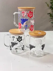 Laferriere Citadel 15 oz Haitian Citadelle Glass Mug with Bamboo Lid & Reusable Plastic Straw for Hot Cold Beverages