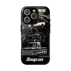 Snap-On Rugged Tough Phone Case, Trucks and Tools Automotive Theme, Durable Shockproof Protective Cover for iPhone 11 12 13 14 15 16 17