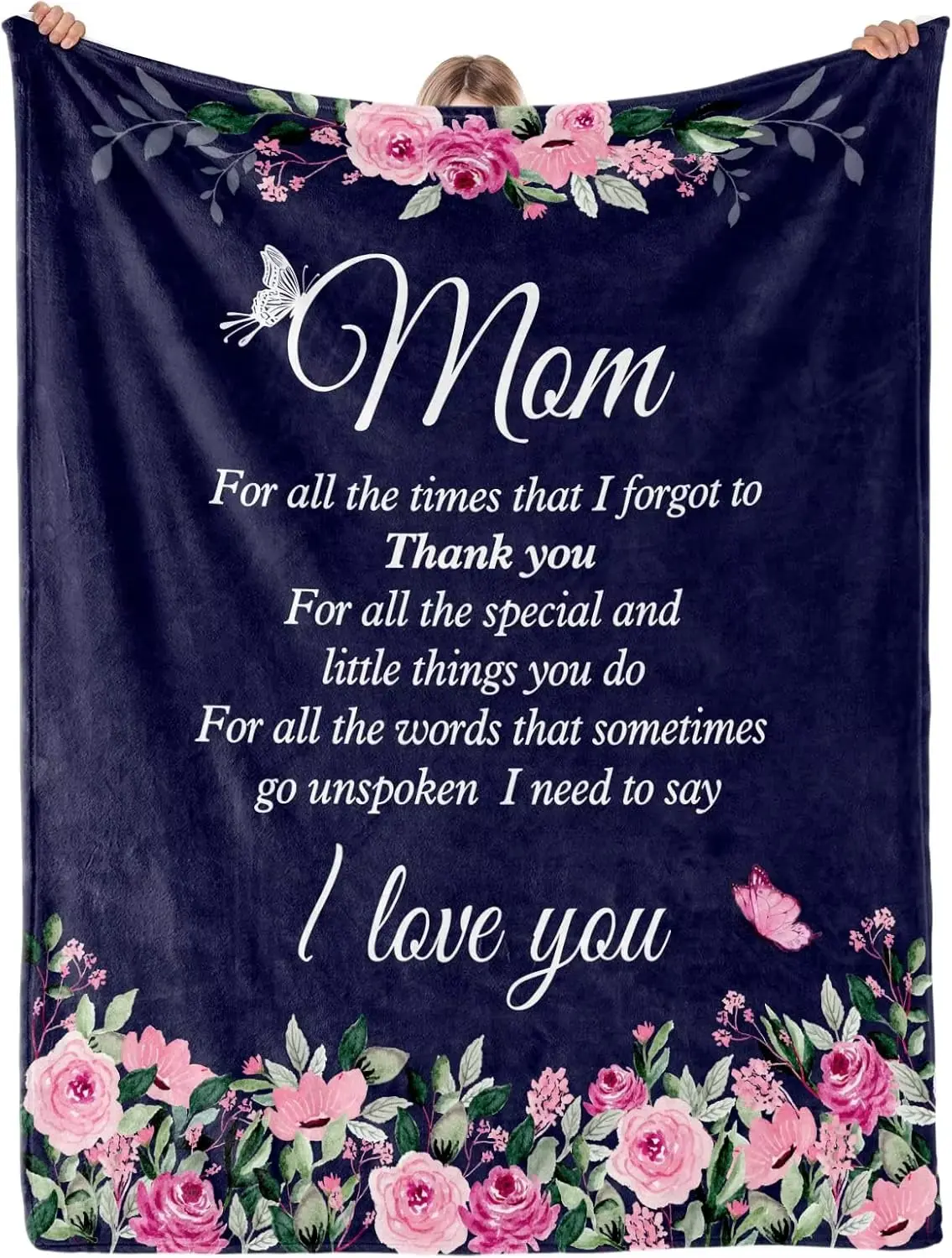 1PC Soft Throw Blanket - Custom, Personalized, Message, Letter Embroidery, Printed Fabric Thin Blanket, Ideal Gift for Mom on Anniversary, Birthday, Mother's Day, Custom Blanket, Personalized Blankets