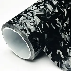 Premium PET Black Carbon Fiber Vinyl Wrap Film With Air Release Self Adhesive DIY Car Motorcycle Bicycle Sticker Decal