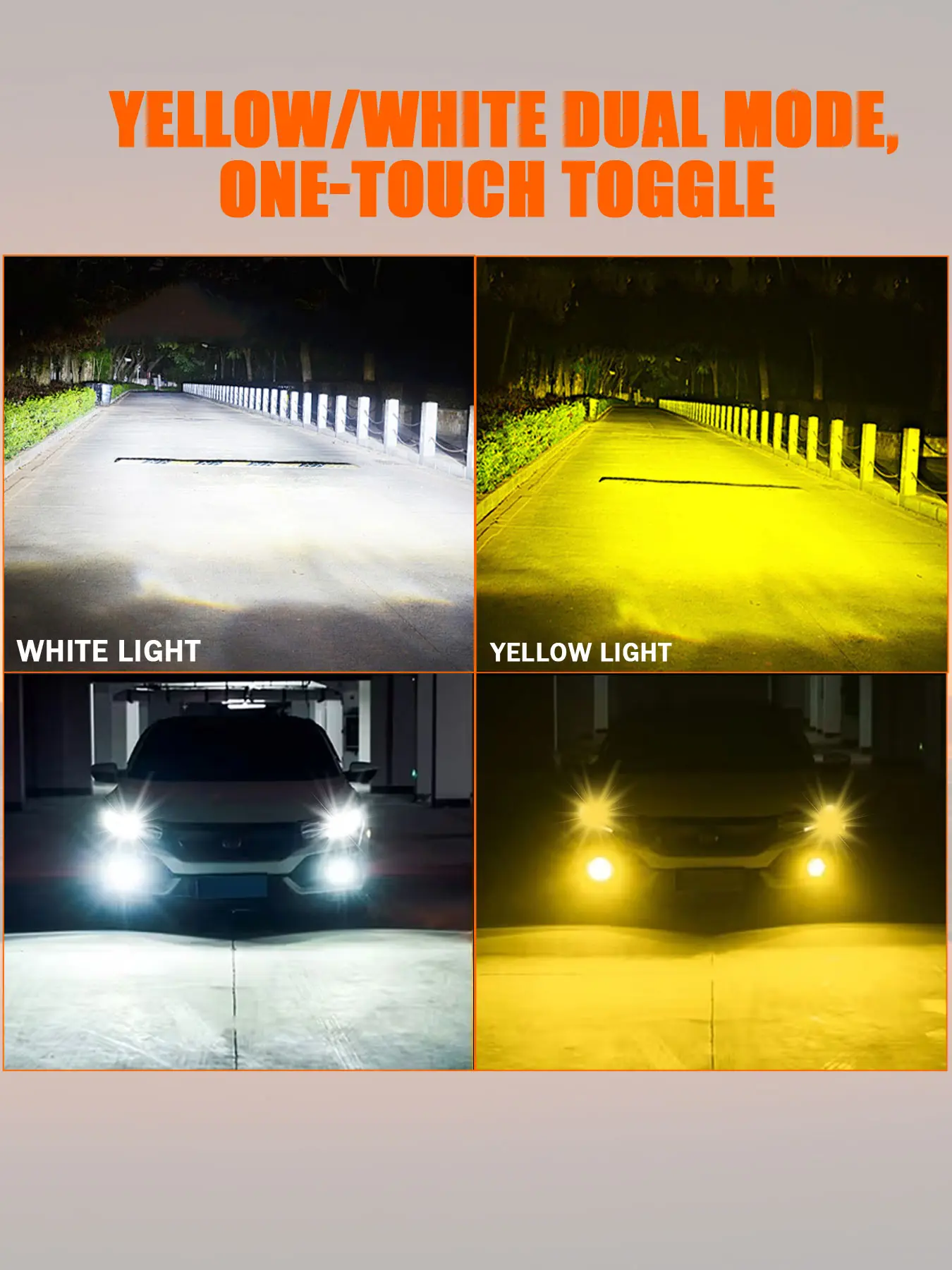 2pcs H11 LED Fog Light Bulbs, 3-Color Switchback (6000K White/4500K Warm/3000K Golden Yellow), 60000LM Super Brightness, All-Weather Performance Fog Lamps, IP68 Waterproof, Led Lights, Pack of 2
