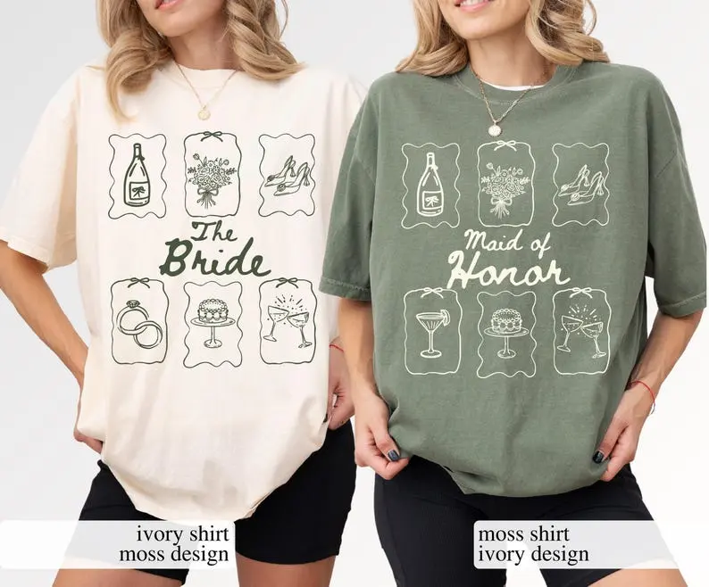 Custom Bridal Party Comfort Colors T-Shirt, Bridal Squad Matching Shirts, Bachelorette Weekend, Getting Ready Outfit, Bridesmaid Gifts, Bridesmaid Shirt, Bachelorette Party, Full Size, Full Color