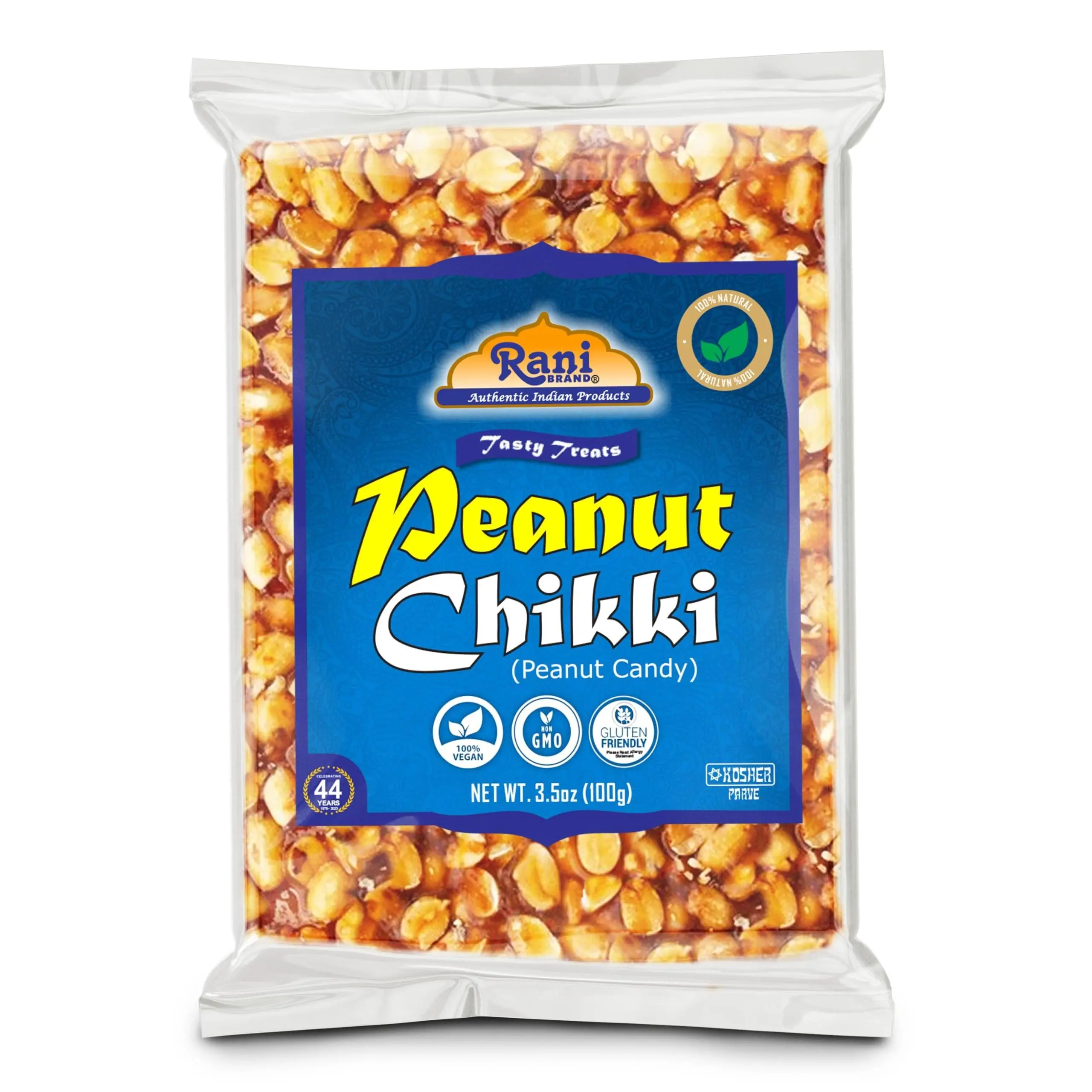 Rani Peanut Chikki (Brittle Candy) 3.5oz (100g) ~ All Natural | Vegan | No colors | Gluten Friendly | Kosher | Indian Origin
