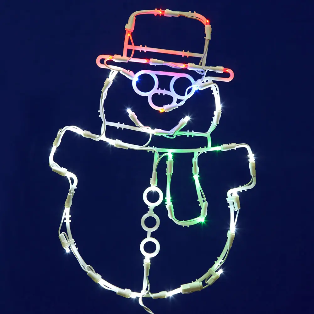 212 MAIN Christmas LED Snowman Window Decoration, 17x12 in, Wide-Angle Color-Changing LED Lights, Home Party Decoration for Home Users