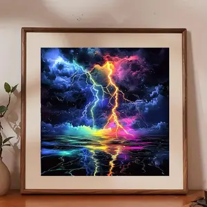Lightning Pattern DIY Diamond Arts Colorful Painting Kit without Frame, DIY 5D Diamond Arts Colorful Painting Kit, Wall Art Decor for Home Living Room Bedroom, Diy Kits