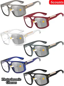 6 Piece Set Photochromic Outdoor Sports Eyewear Sunglasses, Sporty Style for Sports, Driving, Fishing, Cycling, Running, Golf, Travel, Beach, Vacation