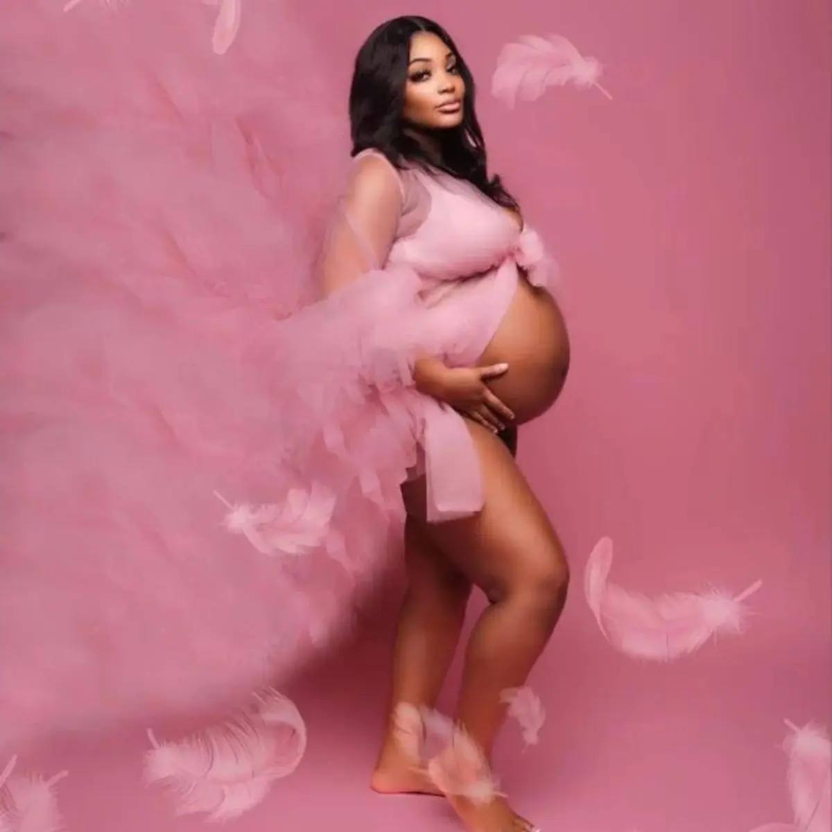Maternity Dress for Photo Shoot, Tulle Maternity Gown, Baby Shower Photoshoot Dress, Boho Maternity Gown, Wedding Guest Dress, Gift for Her Womenswear Elegant