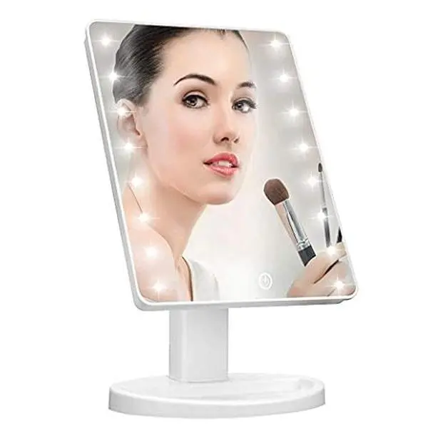 Portable LED Lighted Vanity Selfie Mirror - 16 LED Lighting, 180-Degree Rotation, Touch Control Dimmable Brightness, Battery-USB Dual Supply, Ideal for Bathroom Decor, Gifts for Teen Girls, Wife on Christmas, Valentine's Day, Mother's Day