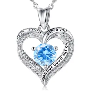 Personalized Birthstone Heart Necklaces, Timeless Heart Pendants, Ideal Gifts for Bridesmaids, Anniversary, Lovers, and Mom's Birthday Jewelry