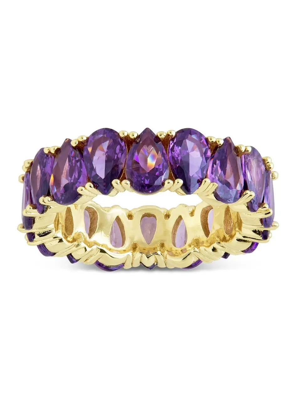 Sterling Silver Janis Amethyst CZ Eternity Band Ring